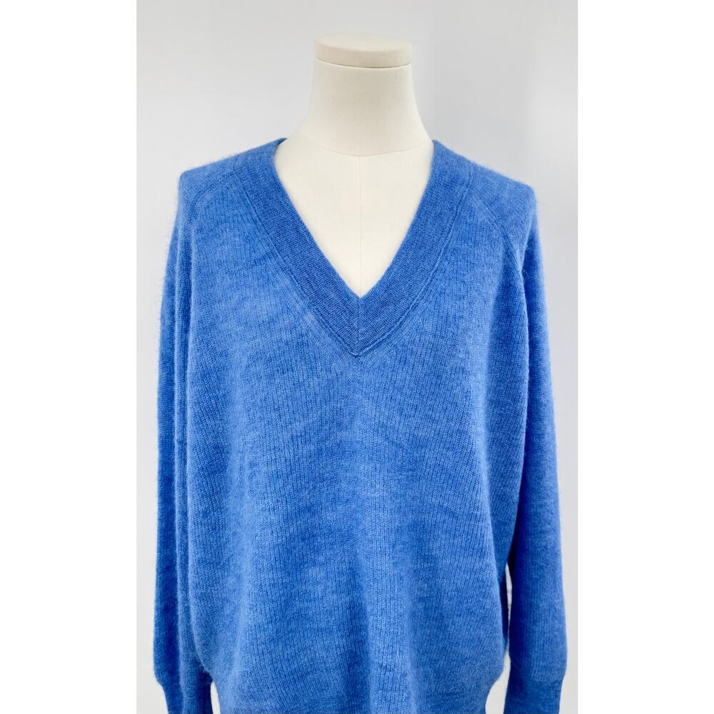 Madewell Blue Ginny Deep V-Neck Alpaca Raglan Sweater Oversized Knit M